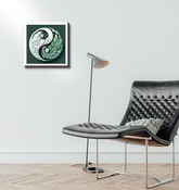 Wrapped canvas depicting contrasting peaks and abysses.